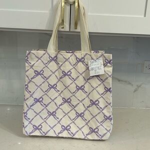 SHABBY CHIC canvas tote !! Lavender bows !!